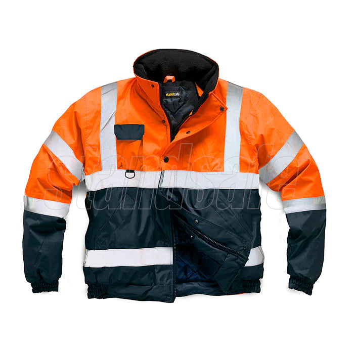 Hi Vis 2 Tone Bomber Jacket - Orange/Navy