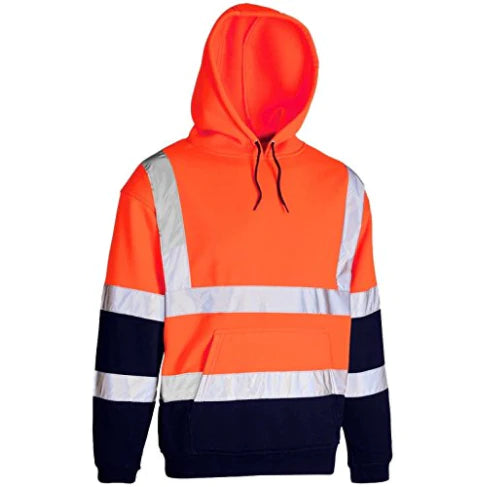 Standsafe Hi vis 2 tone hooded sweatshirt-Orange/Navy