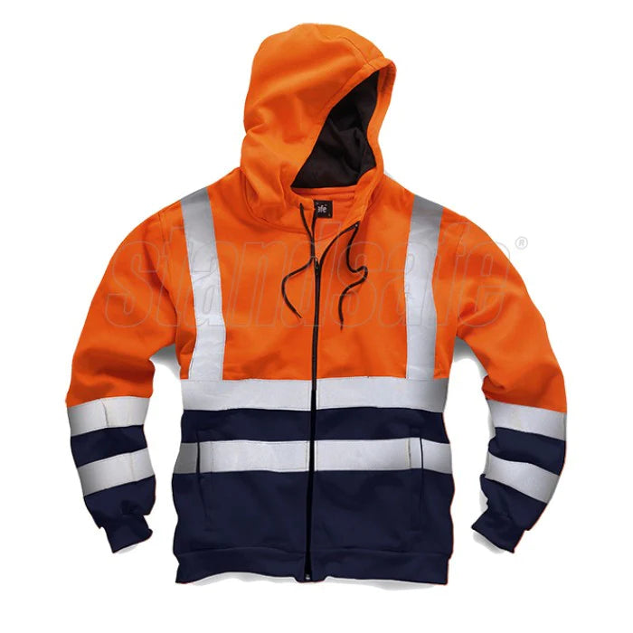 Standsafe Hi vis zip hoodie-Orange/Navy