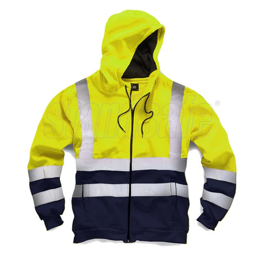 Standsafe Hi vis zip Hoodie-Yellow/Navy