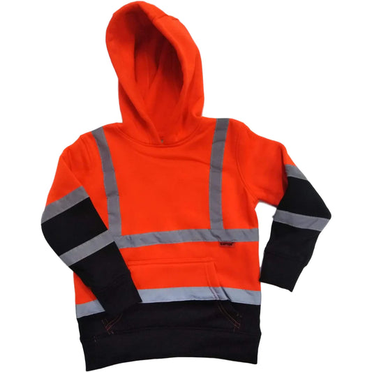 Kids Hi visibility pullover hoodie-Orange/navy