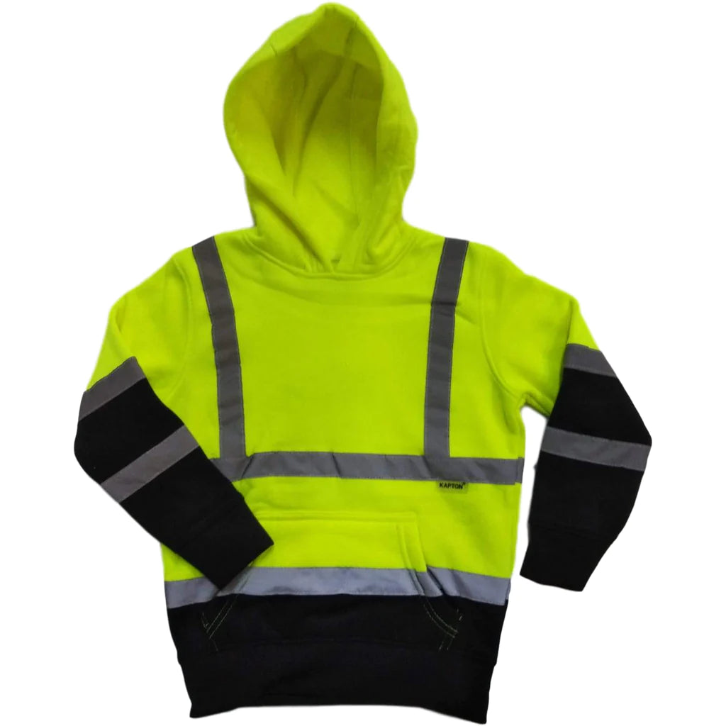 Kids Hi visibility pullover hoodie-Yellow/Navy